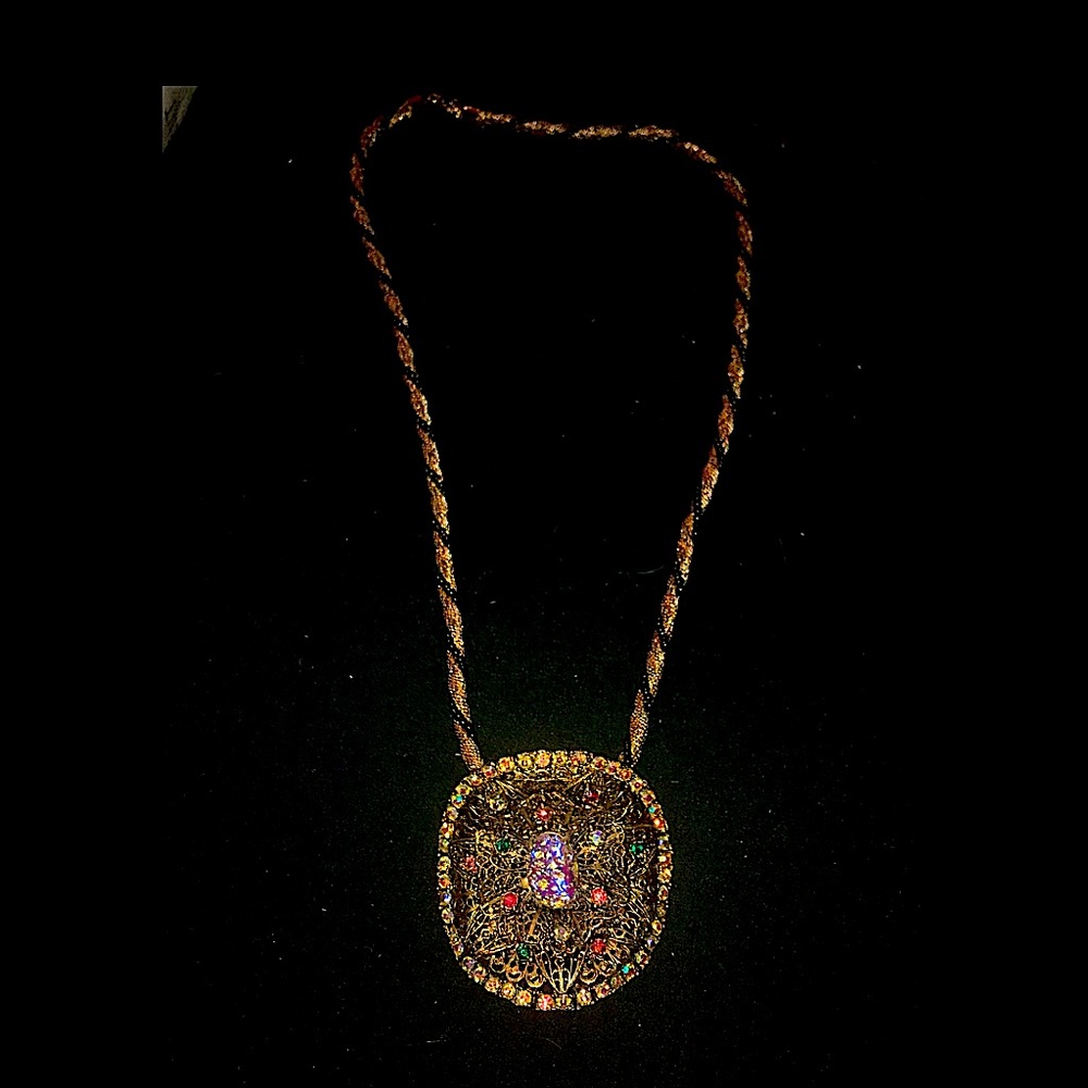 Hand Made Multi Gemstone and Gold Pendant